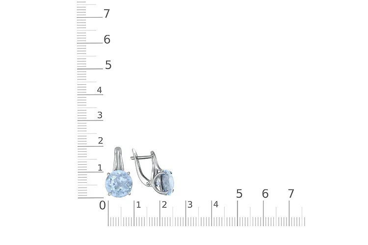 Серьги из белого золота с 2 топазами sky