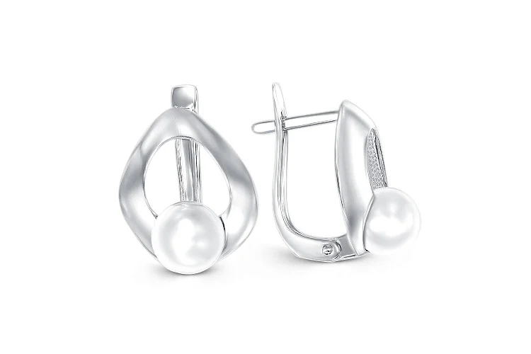 Серьги из белого золота с 2 жемчужинами