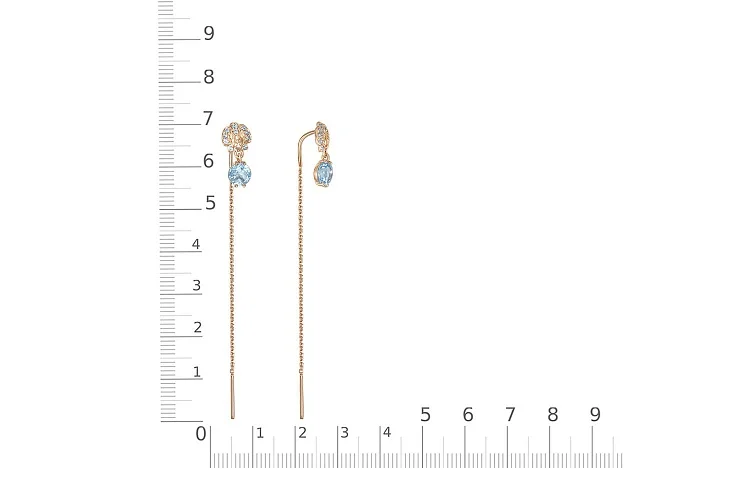 Серьги-продёвки из красного золота с 22 топазами swiss