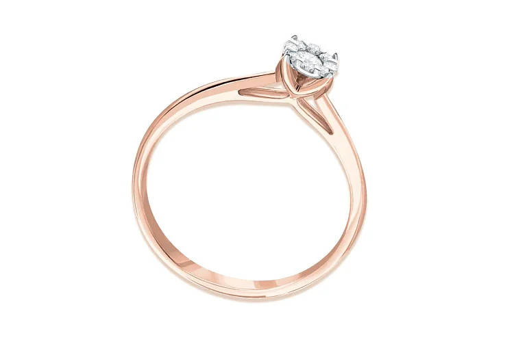 Кольцо Малинка из красного золота с 9 бриллиантами