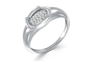 Кольцо из белого золота с 22 фианитами