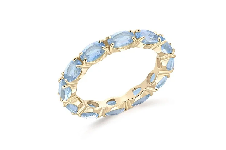Кольцо Дорожка из жёлтого золота с 12 топазами sky