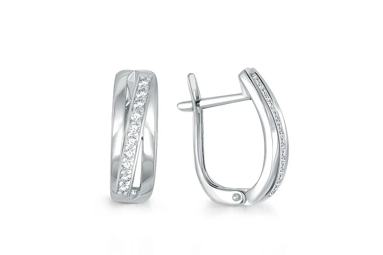 Серьги из белого золота с 20 фианитами