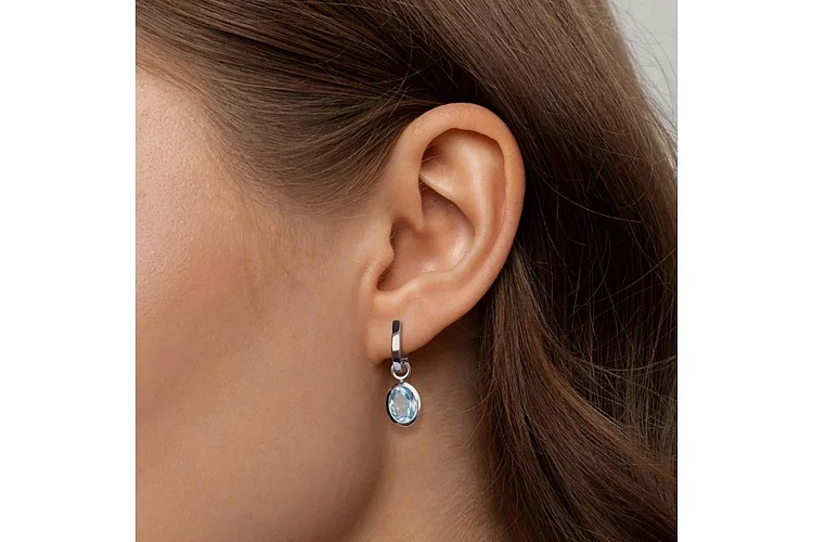 Подвеска серёг-трансформеров из белого золота с топазом sky