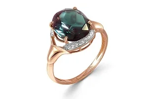 Кольцо из красного золота с александритом и 18 фианитами