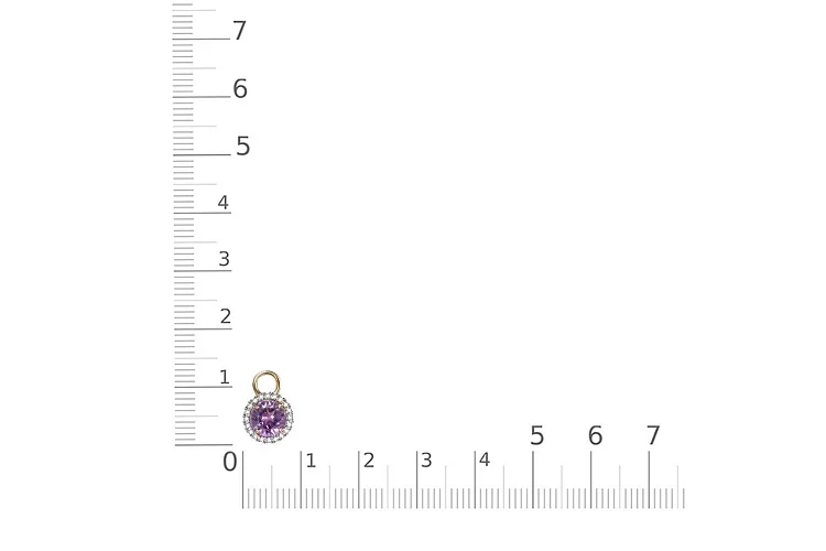 Подвеска серёг-трансформеров из жёлтого золота с аметистом и 20 фианитами