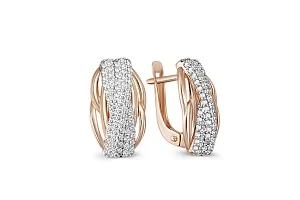 Серьги из красного золота с 126 фианитами