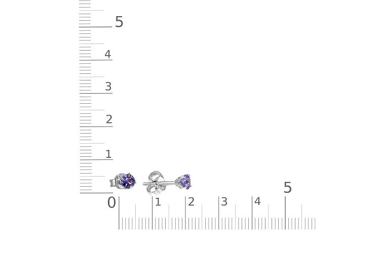 Серьги-пусеты из белого золота с 2 танзанитами