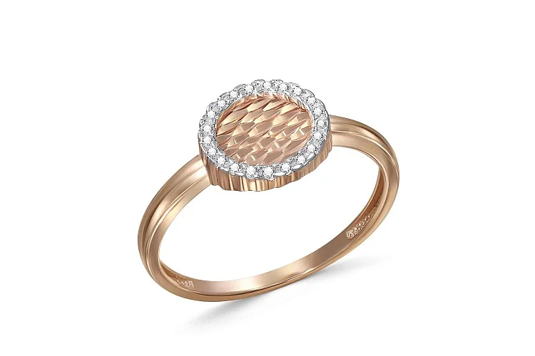 Кольцо из красного золота с 21 фианитами