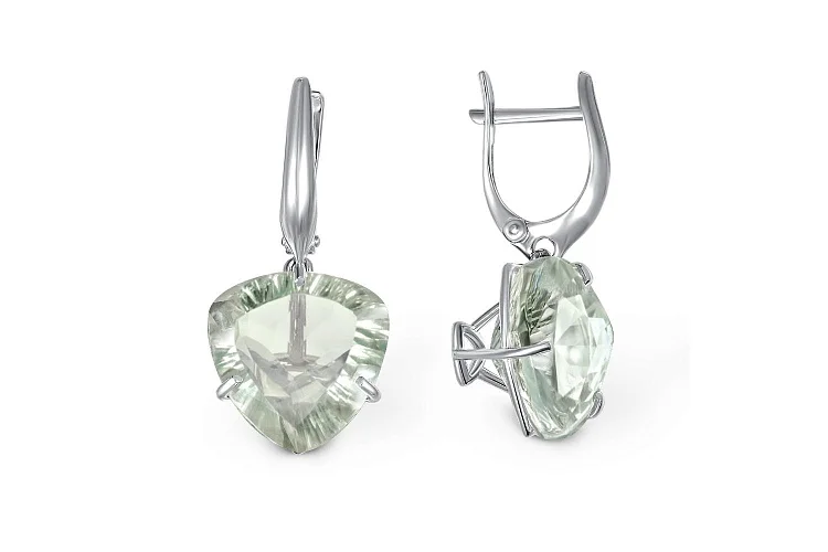 Серьги из белого золота с 2 аметистами