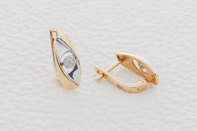 Серьги Малинки из красного золота с 14 бриллиантами