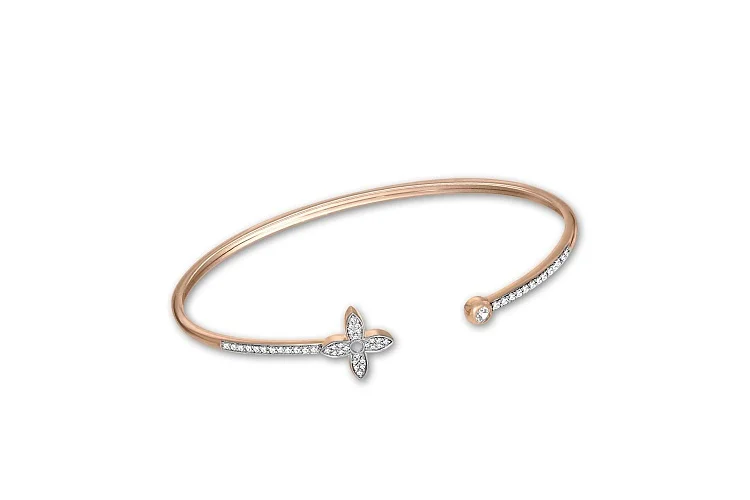 Браслет Клевер из красного золота с 50 фианитами