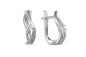 Серьги из белого золота с 2 фианитами