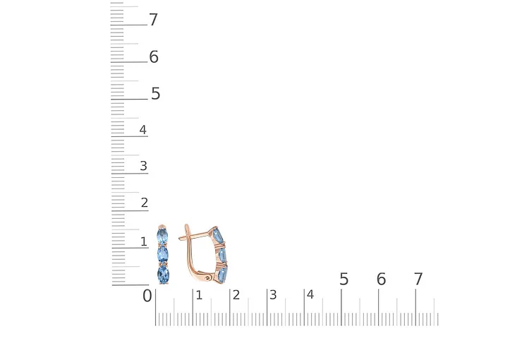 Серьги Дорожки из красного золота с 6 топазами swiss