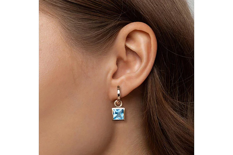 Подвеска серёг-трансформеров из красного золота с топазом swiss