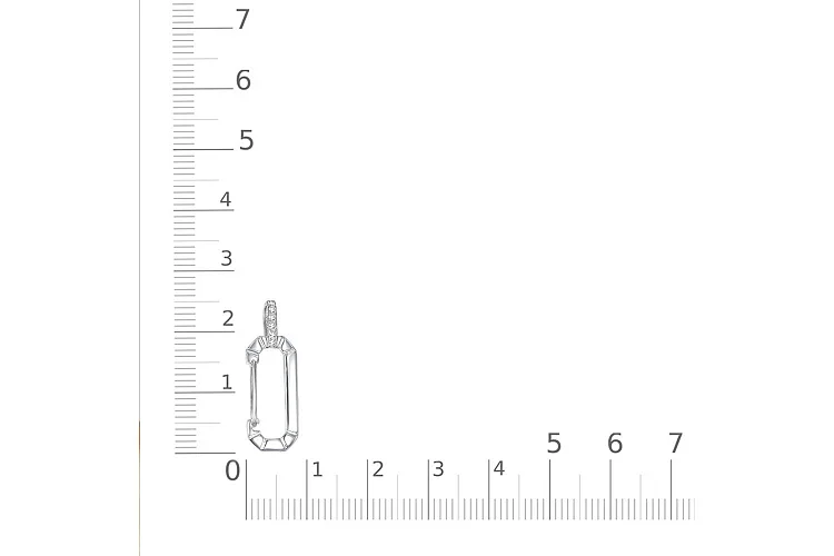 Подвеска Скрепка из белого золота с 6 фианитами