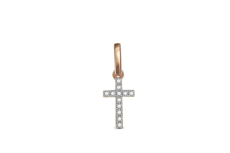 Подвеска Крест из красного золота с 12 фианитами