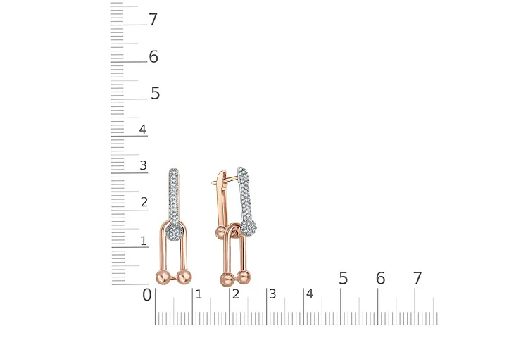 Серьги из красного золота с 200 фианитами