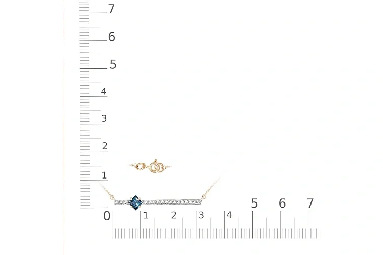 Колье Дорожка из красного золота с топазом лондон и 17 фианитами