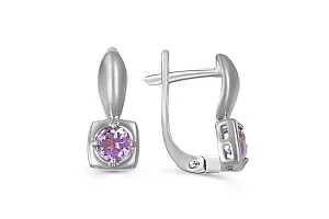 Серьги из белого золота с 2 аметистами