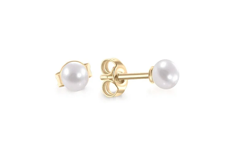 Серьги-пусеты из жёлтого золота с 2 жемчужинами