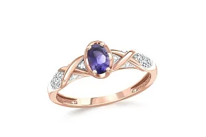 Кольцо из красного золота с иолитом и 20 фианитами