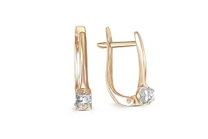 Серьги из красного золота с 2 бриллиантами