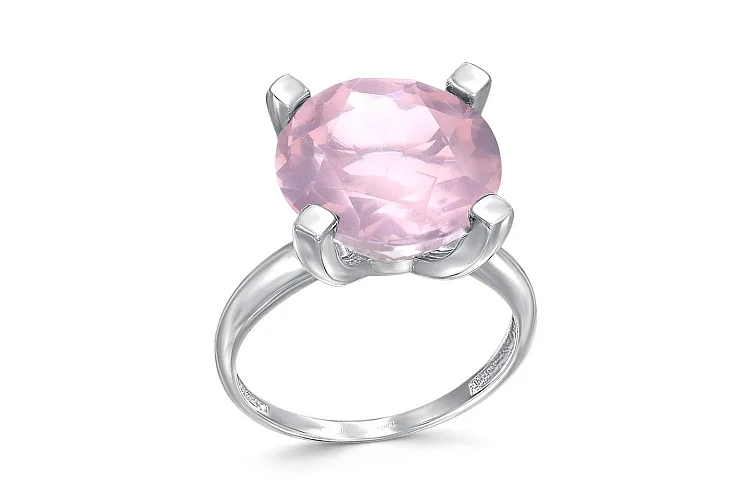 Кольцо из белого золота с кварцем