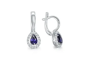 Серьги из белого золота с 2 сапфирами и 32 бриллиантами