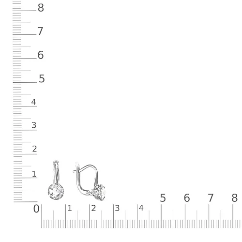 Серьги из белого золота с 2 фианитами