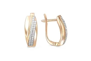 Серьги из красного золота с 280 фианитами