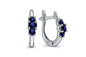 Серьги из белого золота с 6 сапфирами