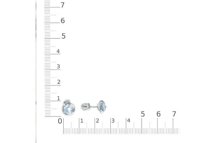 Серьги-пусеты из белого золота с 2 топазами sky