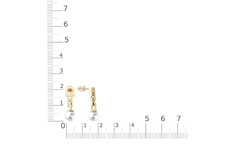 Серьги-пусеты из жёлтого золота с 2 жемчужинами