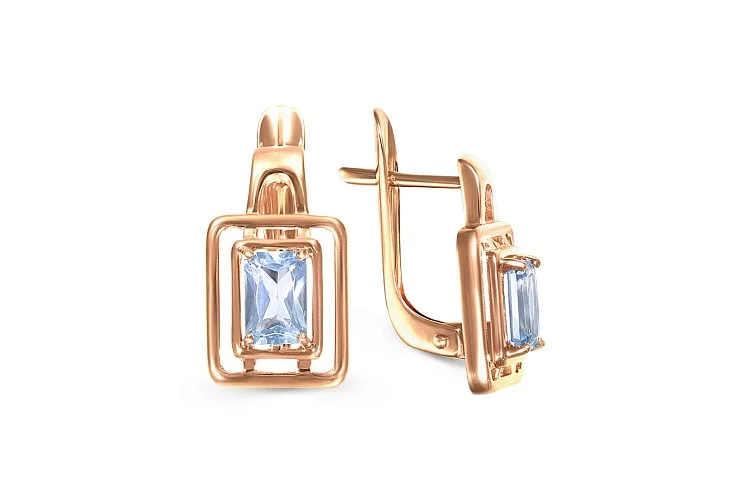 Серьги из красного золота с 2 топазами sky