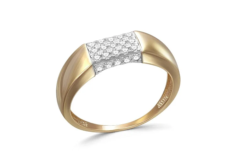 Кольцо из жёлтого золота с 25 фианитами