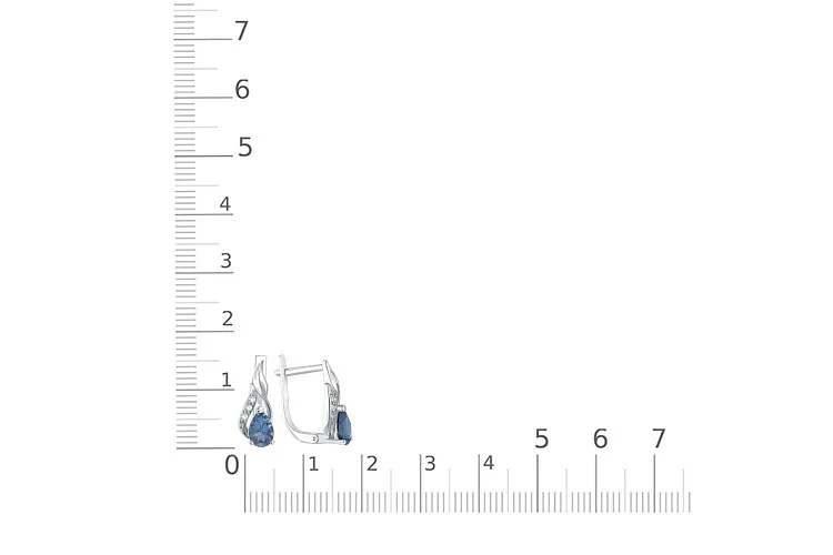 Серьги из белого золота с 2 топазами лондон и 6 фианитами
