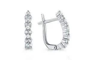 Серьги Дорожки из белого золота с 30 фианитами