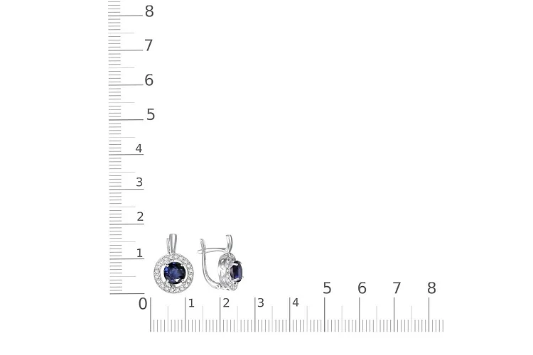 Серьги из белого золота с 2 сапфирами и 40 бриллиантами