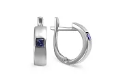 Серьги из белого золота с 2 сапфирами