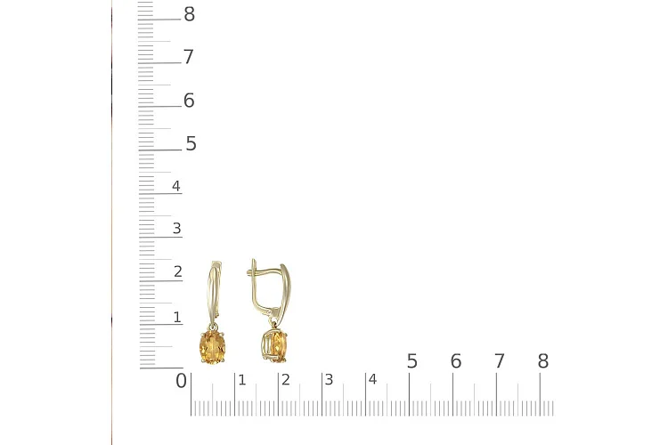 Серьги из жёлтого золота с 2 цитринами