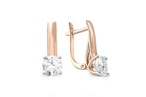Серьги из красного золота с 2 выращенными бриллиантами