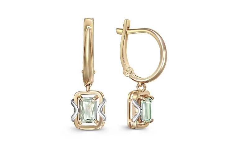 Серьги из жёлтого золота с 2 аметистами