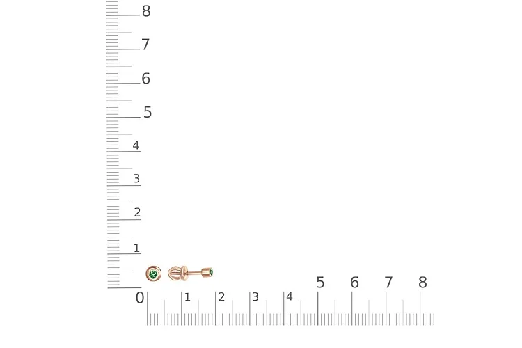 Серьги-пусеты из красного золота с 2 изумрудами