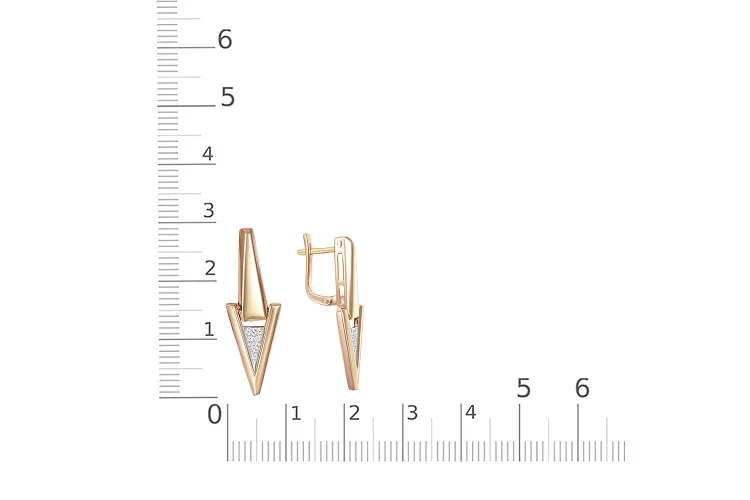 Серьги Треугольники из красного золота с 12 бриллиантами
