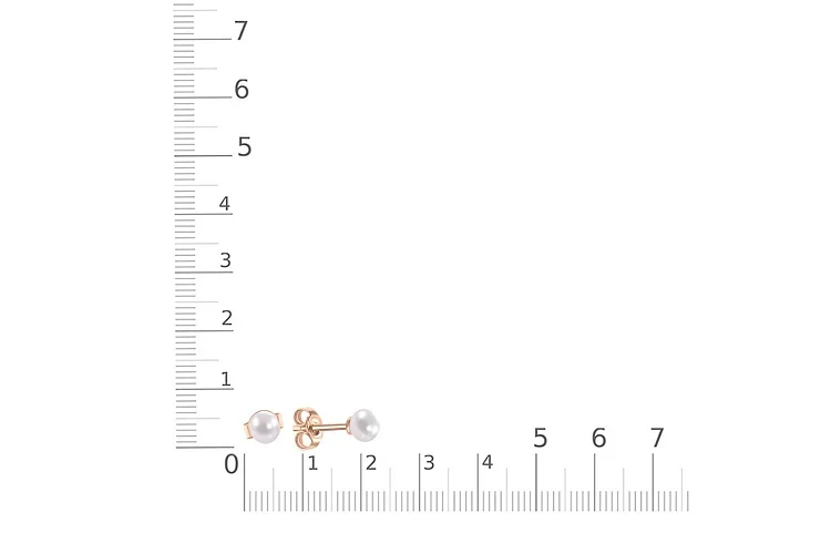 Серьги-пусеты из красного золота с 2 жемчужинами