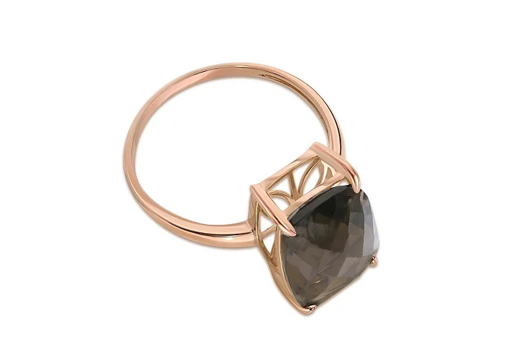 Кольцо из красного золота с раухтопазом