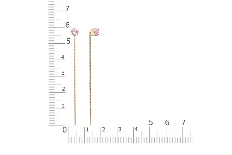 Серьги-продёвки из красного золота с 2 морганитами