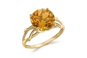 Кольцо из жёлтого золота с цитрином