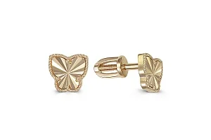 Серьги-пусеты Бабочки из жёлтого золота без вставок